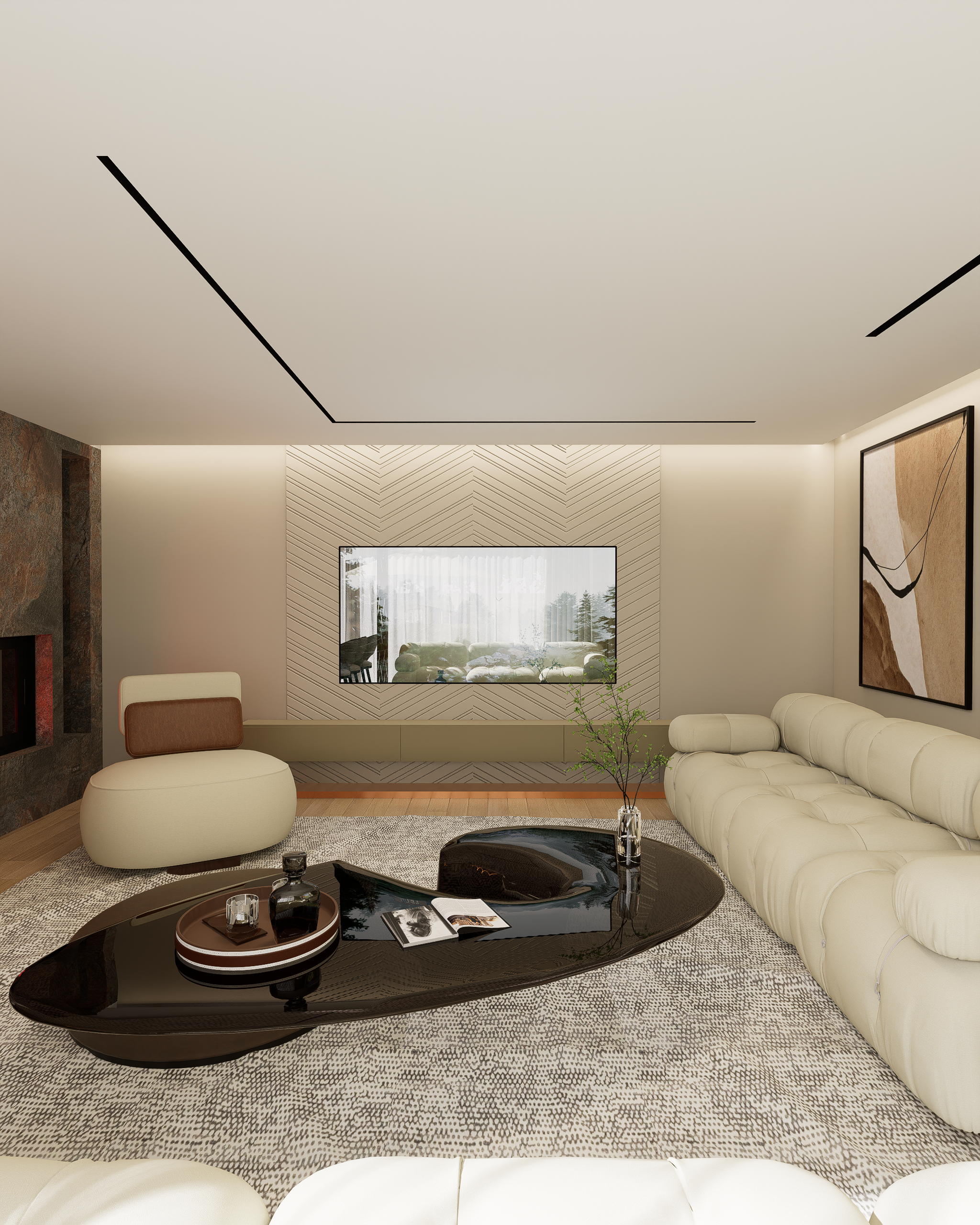 Living Room - Kitchen Interior Design