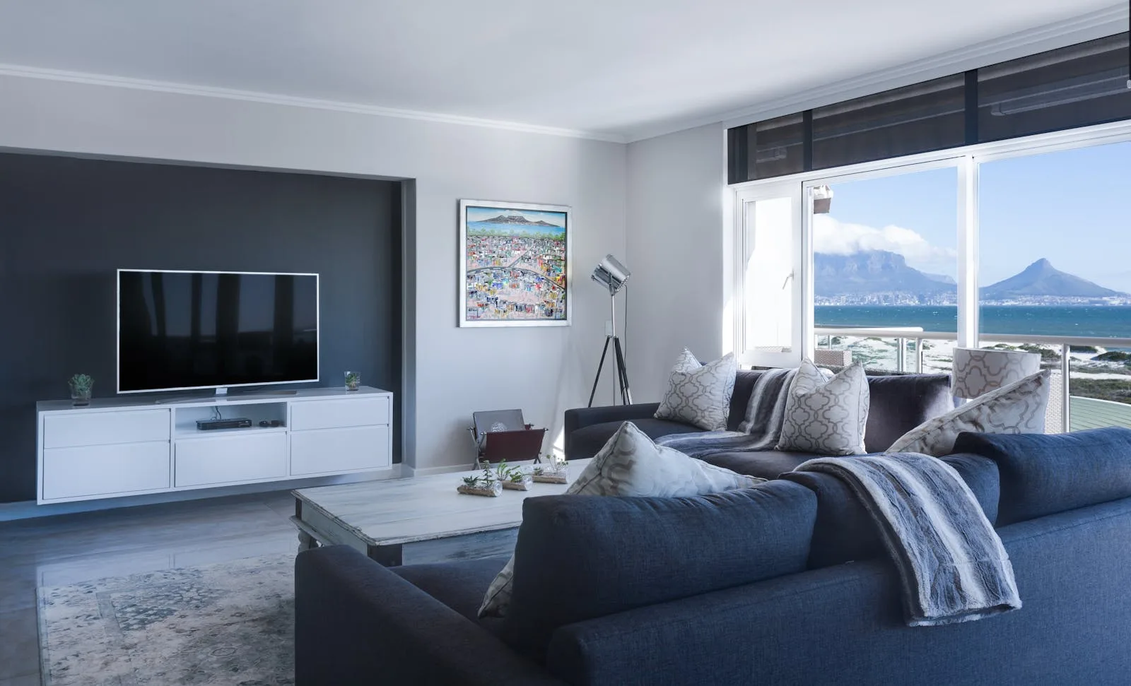 Luxury modern living room with ocean view — Doyenne interior design
