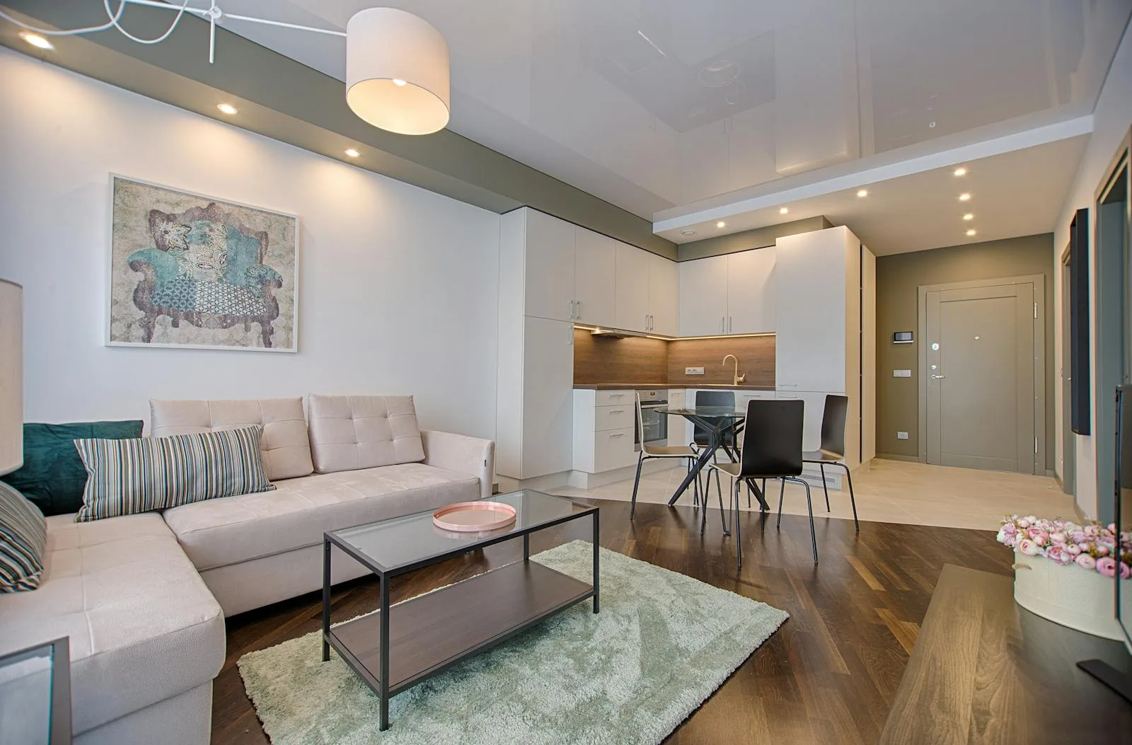 Modern apartment living and dining space